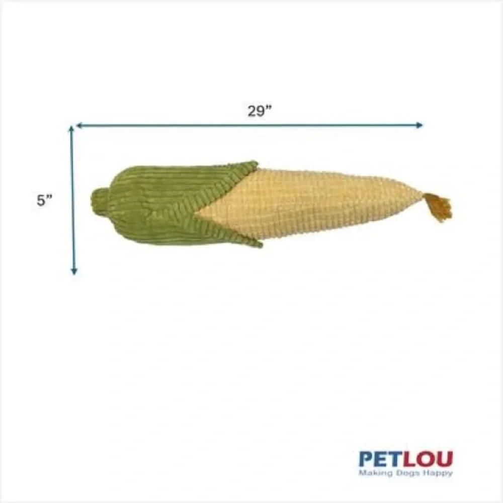 Petlou 29-inch Corn on the Cob plush squeaky toy designed for dogs. NWT